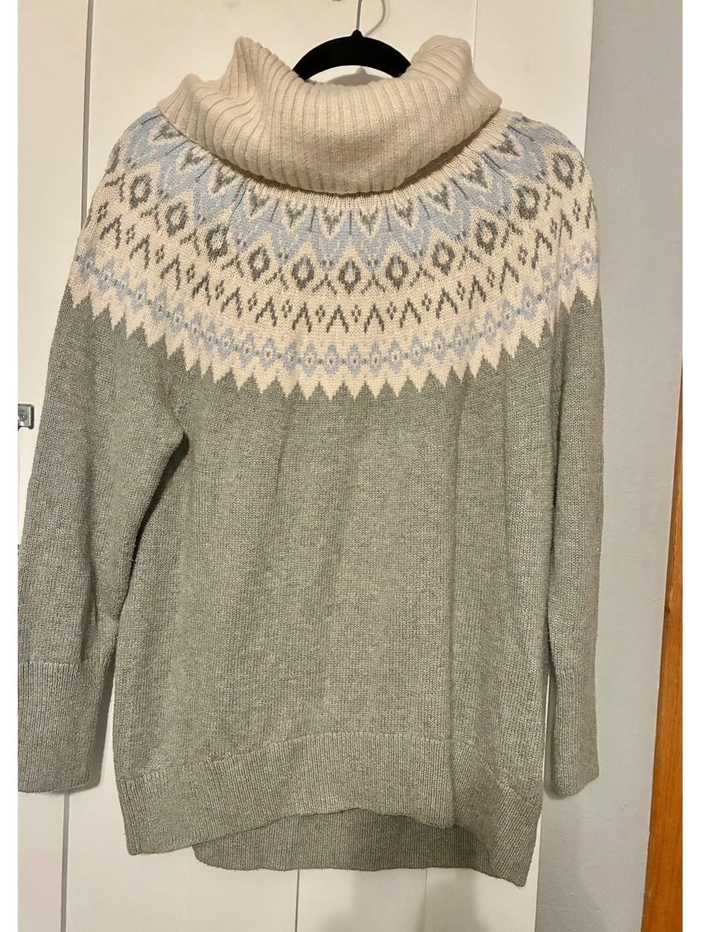 Banana Republic Gray Fair Isle Cowl Neck Sweater sz Medium